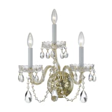 Traditional Crystal 3 Light 16" Tall Wall Sconce with Hand Cut Crystal Accents