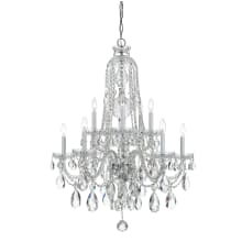 Traditional Crystal 10 Light 32" Wide Crystal Chandelier with Hand Cut Crystal Accents