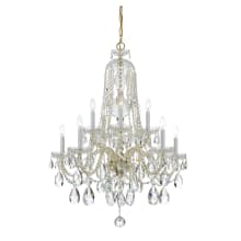 Traditional Crystal 10 Light 32" Wide Crystal Chandelier with Hand Cut Crystal Accents