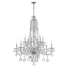Traditional Crystal 12 Light 38" Wide Crystal Chandelier with Hand Cut Crystal Accents