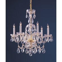 Traditional Crystal 6 Light 22" Wide Crystal Chandelier with Hand Cut Crystal Accents