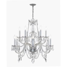 Traditional Crystal 12 Light 31" Wide Crystal Chandelier with Hand Cut Crystal Accents