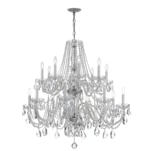 Traditional Crystal 16 Light 37" Wide Crystal Chandelier with Hand Cut Crystal Accents