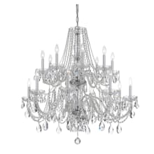 Traditional Crystal 16 Light 37" Wide Crystal Chandelier with Hand Cut Crystal Accents