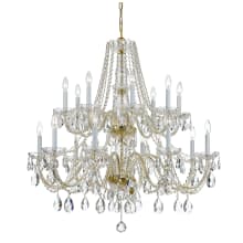 Traditional Crystal 16 Light 37" Wide Crystal Chandelier with Hand Cut Crystal Accents