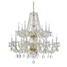 Traditional Crystal 16 Light 37" Wide Crystal Chandelier with Swarovski Strass Crystal Accents