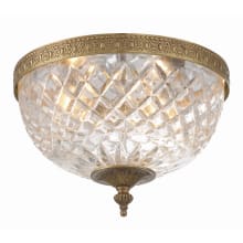 Ceiling Mount 2 Light 10" Wide Flush Mount Bowl Ceiling Fixture with a Patterned, Clear Glass Shade
