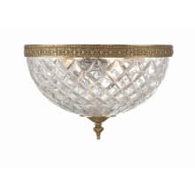 Ceiling Mount 3 Light 12" Wide Flush Mount Bowl Ceiling Fixture with a Patterned, Clear Glass Shade