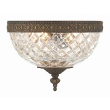 Ceiling Mount 2 Light 8" Wide Flush Mount Bowl Ceiling Fixture with a Patterned, Clear Glass Shade