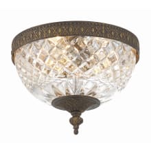 Ceiling Mount 2 Light 8" Wide Flush Mount Bowl Ceiling Fixture with a Patterned, Clear Glass Shade