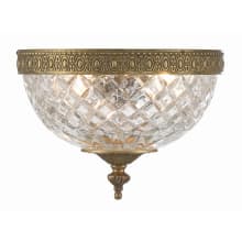 Ceiling Mount 2 Light 8" Wide Flush Mount Bowl Ceiling Fixture with a Patterned, Clear Glass Shade