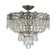 Majestic 3 Light 14" Wide Semi-Flush Waterfall Ceiling Fixture with Italian Crystal Accents