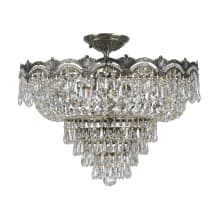 Majestic 5 Light 22" Wide Semi-Flush Waterfall Ceiling Fixture with Hand Cut Crystal Accents