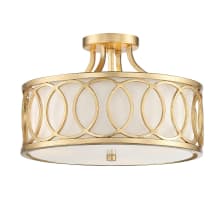 Graham 3 Light 15" Wide Semi-Flush Drum Ceiling Fixture with Silk Shade