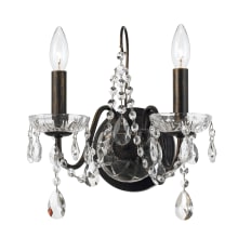 Butler 2 Light 14" Tall Wall Sconce with Hand Cut Crystal Accents