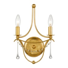 Metro 2 Light 15" Tall Wall Sconce with Clear Glass Bead Accents