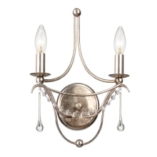 Metro 2 Light 15" Tall Wall Sconce with Clear Glass Bead Accents