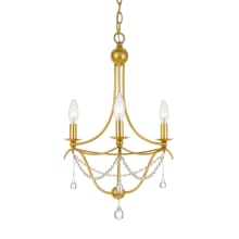 Metro 3 Light 16" Wide Taper Candle Pendant with Clear Glass Bead Accents