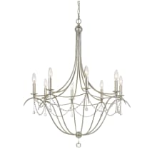 Metro 8 Light 32" Wide Taper Candle Chandelier with Clear Glass Bead Accents