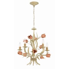 Southport 5 Light 20" Wide Taper Candle Chandelier with Hand-Painted Floral Accents