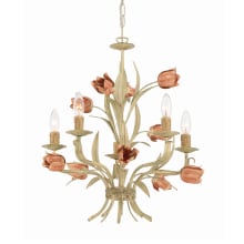 Southport 5 Light 20" Wide Taper Candle Chandelier with Hand-Painted Floral Accents