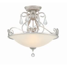 Ashton 3 Light 17" Wide Semi-Flush Bowl Ceiling Fixture with Hand Cut Crystal Accents