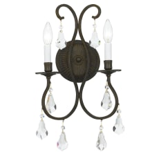 Ashton 2 Light 18" Tall Wall Sconce with Hand Cut Crystal Accents