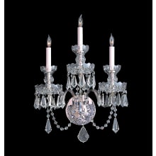 Traditional Crystal 3 Light 18" Tall Wall Sconce with Hand Cut Crystal Accents