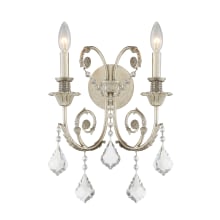 Regis 2 Light 16" Tall Wall Sconce with Hand Cut Crystal Accents