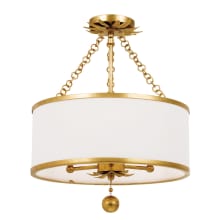 Broche 3 Light 14" Wide Semi-Flush Drum Ceiling Fixture with Silk Shade