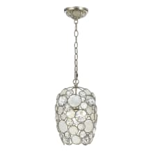 Palla 9" Wide Crystal Mini Pendant with Hand Cut Crystal and Shell Shade