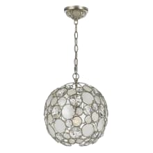 Palla 13" Wide Crystal Pendant with Hand Cut Crystal and Shell Shade