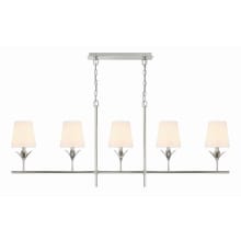 Broche 5 Light 54" Wide Linear Chandelier with Silk Shades