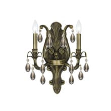Dawson 2 Light 16" Tall Wall Sconce with Hand Cut Crystal Accents