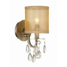 Hampton 13" Tall Wall Sconce with Silk Shade and Teardrop Crystal Accents