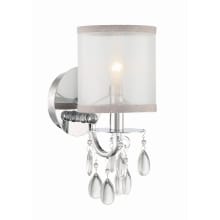 Hampton 13" Tall Wall Sconce with Silk Shade and Teardrop Crystal Accents