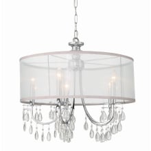 Hampton 5 Light 24" Wide Crystal Drum Chandelier with Silk Shade and Teardrop Crystal Accents