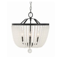 Rylee 4 Light 17" Wide Wrought Iron Pendant with Frosted Glass Beads