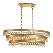 Perla 6 Light 36" Wide Crystal Linear Chandelier with Clear Faceted Crystal Accents