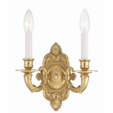 Cast Brass Wall Mount 2 Light 10" Tall Wall Sconce