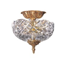 Ceiling Mount 2 Light 10" Wide Semi-Flush Bowl Ceiling Fixture with a Patterned, Clear Glass Shade