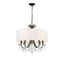 Othello 5 Light 24" Wide Crystal Drum Chandelier with Silk Shade and Hand Cut Crystal Accents