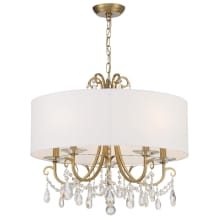 Othello 5 Light 24" Wide Crystal Drum Chandelier with Silk Shade and Hand Cut Crystal Accents