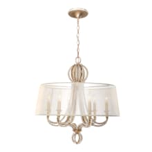 Garland 6 Light 24" Wide Crystal Drum Chandelier with Silk Shade and Hand Cut Crystal Accents