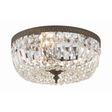 Ceiling Mount 3 Light 14" Wide Flush Mount Bowl Ceiling Fixture with Handcut Crystal Accents