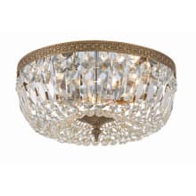 Ceiling Mount 3 Light 14" Wide Flush Mount Bowl Ceiling Fixture with Handcut Crystal Accents