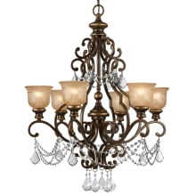 Norwalk 6 Light 28" Wide Crystal Chandelier with Patterned Glass Shades and Swarovski Spectra Crystal Accents