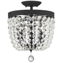 Archer 3 Light 12" Wide Semi-Flush Bowl Ceiling Fixture with Hand Cut Crystal Accents