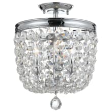 Archer 3 Light 12" Wide Semi-Flush Bowl Ceiling Fixture with Hand Cut Crystal Accents