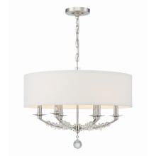 Mirage 6 Light 24" Wide Crystal Drum Chandelier with Silk Shade and Hand Cut Crystal Beads